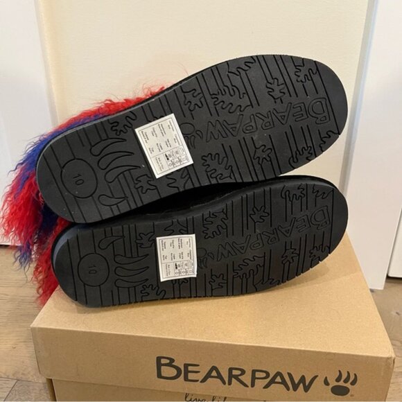 New Bearpaw Boo Boots Genuine Leather Suede Long Fur Sheepskin Black Size 10 - Picture 10 of 12